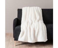 Plaid en fausse fourrure écru 150 x 200 cm
