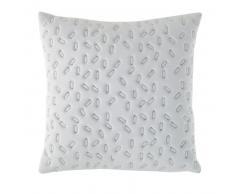 Coussin gris motifs à relief 45x45