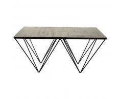 Table basse carrée en pin recyclé et métal Diamond