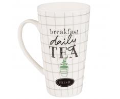 Mug en porcelaine blanche imprimé carreaux