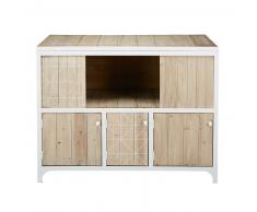 Buffet 3 portes en sapin et métal blanc Taylor