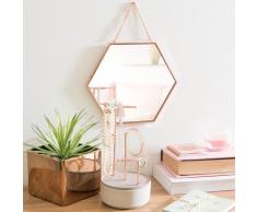 Miroir hexagonal en m&eacute;tal cuivr&eacute; 23x23cm GRETA