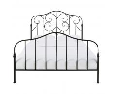 Lit à barreaux 140x190 en métal noir Esmeralda