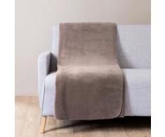 Plaid en tissu taupe 150 x 230 cm CHALEUR