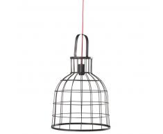 Suspension en m&eacute;tal noir et c&acirc;ble rouge