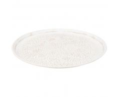 Plateau rond en métal beige imprimé
