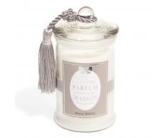 Bougie en verre parfum musc blanche H 15 cm CLASSIQUE
