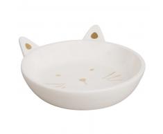 Coupelle chat en fa&iuml;ence blanche