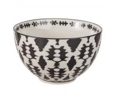 Bol en fa&iuml;ence &eacute;crue motifs noirs