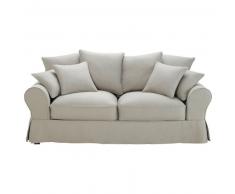 Canap&eacute;-lit 3 places en coton gris clair Bastide