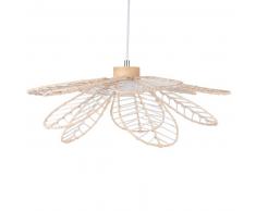 Suspension palmier en m&eacute;tal et rotin