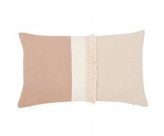 Housse de coussin en coton beige et vieux rose 30x50