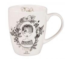 Mug en porcelaine blanche imprimé floral