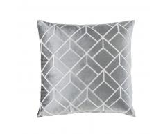 Coussin en velours gris motifs graphiques 45x45