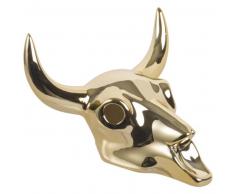 T&ecirc;te de buffle d&eacute;co en porcelaine dor&eacute;e H9