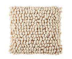 Coussin boules tricotées écrues 45x45