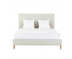 Lit 140x190 capitonn&eacute; avec sommier &agrave; lattes Chesterfield