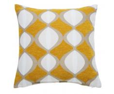 Coussin jaune moutarde motifs bicolores 45x45cm TWIGGY