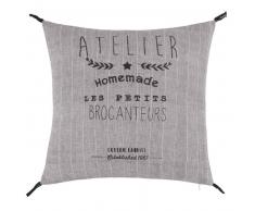 Housse de coussin en coton gris imprimé 40x40