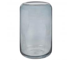Vase en verre teint&eacute; bleu gris H20