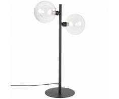 Lampe en métal noir et 2 globes en verre