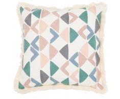Housse de coussin en coton motifs brodés 40x40