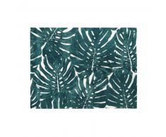 Tapis tufté écru imprimé feuillages verts 140x200