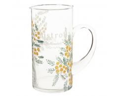 Pichet en verre imprim&eacute; fleurs