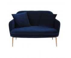 Banquette 2 places en velours bleu nuit Sacha