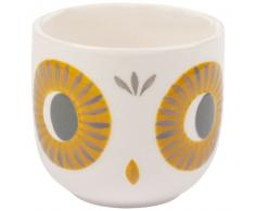 Tasse en faïence imprimé chouette jaune moutarde