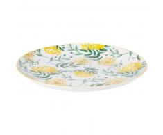 Plat en porcelaine blanche imprimé fleurs