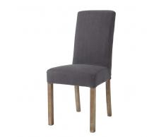 Housse de chaise en lin lavé anthracite Margaux