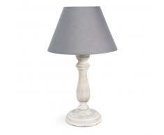 Lampe en bois et tissu gris H 38 cm SNOW