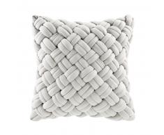 Coussin tressé gris 45x45