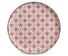 Assiette plate en faïence à fleurs rouges SEVILLE