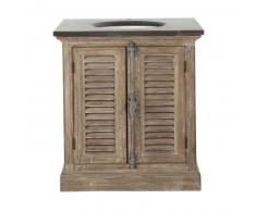 Meuble vasque en pin recyclé et pierre bleue anthracite Persiennes