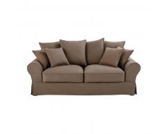 Canap&eacute;-lit 3 places en coton taupe Bastide