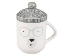 Mug chapeau ours en faïence blanche