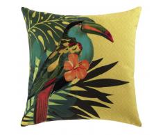 Coussin jaune imprimé tropical 45x45