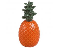 Statuette ananas en porcelaine orange et verte H11