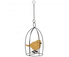 Statuette cage à oiseau en métal noir H10
