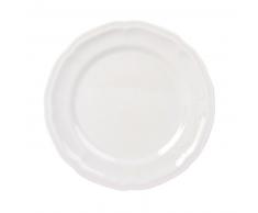 Assiette &agrave; dessert en porcelaine blanche &agrave; relief