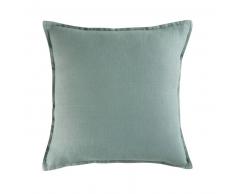 Coussin en lin lavé vert de gris 45x45