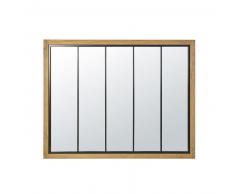 Miroir en pin et m&eacute;tal noir 120x95