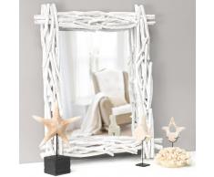 Miroir blanc en rotin H 115 cm FJORD