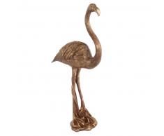 Statuette flamant rose dorée vieillie H43