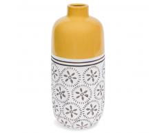 Vase en c&eacute;ramique jaune &agrave; motifs H30