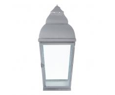 Lanterne en verre et métal gris