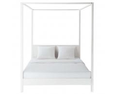 Lit à baldaquin 160x200 en pin blanc cassé Celeste