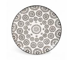 Assiette &agrave; dessert en fa&iuml;ence noire/blanche D 21 cm CHIANG MAI